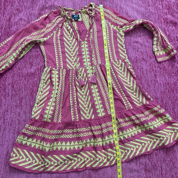 Maeve Anthropologie Dominique Tunic Dress Tassel Tie Neck Pockets Pink Size XS - Picture 13 of 14